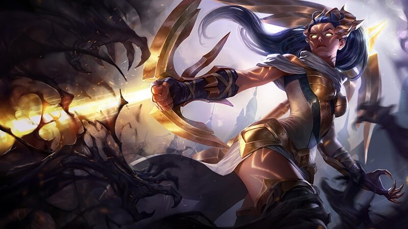 Tướng nữ Liên Minh Huyền Thoại Vayne thường sử dụng hiệu ứng tàn hình khi nhào lộn