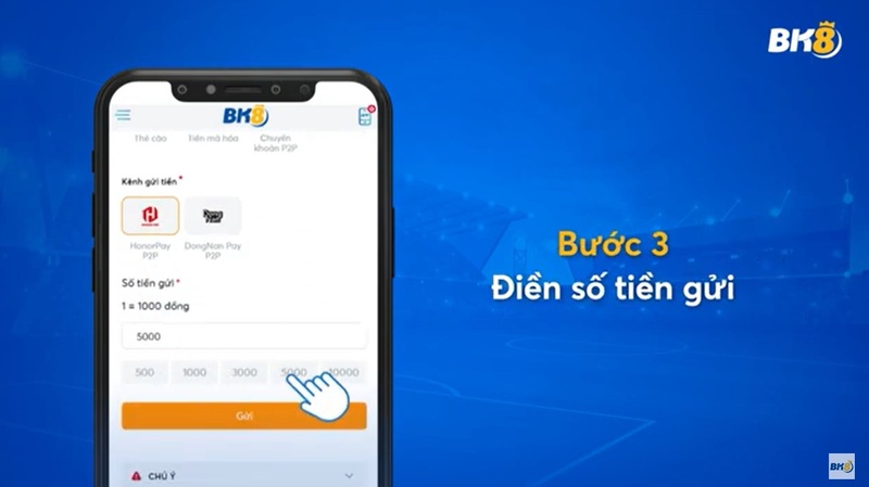 Chọn đúng số tiền mà bạn muốn gửi vào tài khoản tại BK8 Chọn đúng số tiền mà bạn muốn gửi vào tài khoản tại BK8